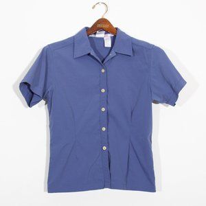 The North Face TekWare Technology Short Sleeve Button Up Top Blue Size Medium